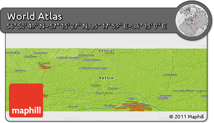 Physical Panoramic Map of the Area around 57° 3' 8" N, 35° 46' 29" E
