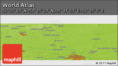 Physical Panoramic Map of the Area around 57° 3' 8" N, 35° 46' 29" E