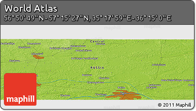 Physical Panoramic Map of the Area around 57° 3' 8" N, 35° 46' 29" E