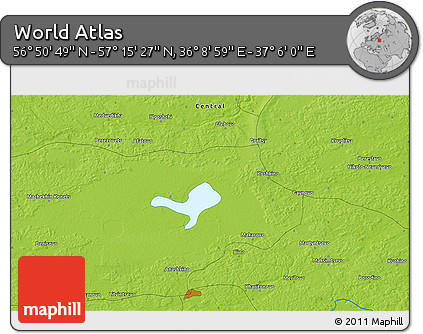 Physical 3D Map of the Area around 57° 3' 8" N, 36° 37' 30" E