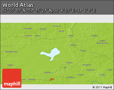 Physical 3D Map of the Area around 57° 3' 8" N, 36° 37' 30" E