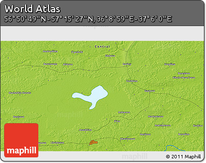 Physical 3D Map of the Area around 57° 3' 8" N, 36° 37' 30" E