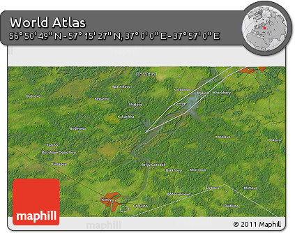 Satellite 3D Map of the Area around 57° 3' 8" N, 37° 28' 30" E