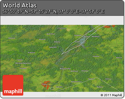 Satellite 3D Map of the Area around 57° 3' 8" N, 37° 28' 30" E