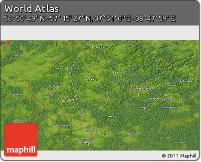 Satellite 3D Map of the Area around 57° 3' 8" N, 38° 19' 30" E