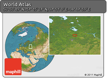 Satellite Location Map of the Area around 57° 3' 8" N, 38° 19' 30" E