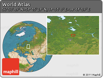 Satellite Location Map of the Area around 57° 3' 8" N, 38° 19' 30" E