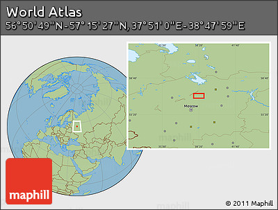 Savanna Style Location Map of the Area around 57° 3' 8" N, 38° 19' 30" E