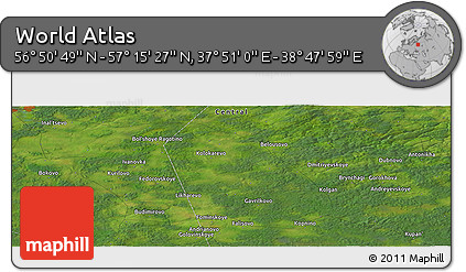 Satellite Panoramic Map of the Area around 57° 3' 8" N, 38° 19' 30" E
