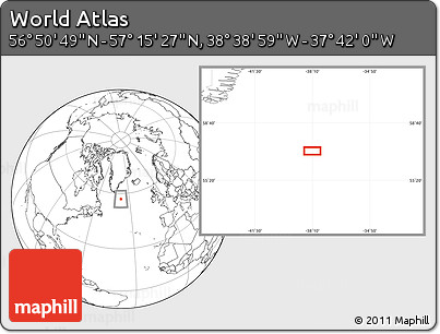Blank Location Map of the Area around 57° 3' 8" N, 38° 10' 29" W
