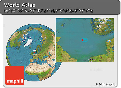 Satellite Location Map of the Area around 57° 3' 8" N, 3° 28' 30" E