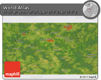 Satellite 3D Map of the Area around 57° 3' 8" N, 41° 43' 30" E