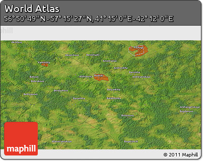 Satellite 3D Map of the Area around 57° 3' 8" N, 41° 43' 30" E