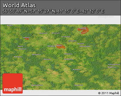 Satellite 3D Map of the Area around 57° 3' 8" N, 41° 43' 30" E