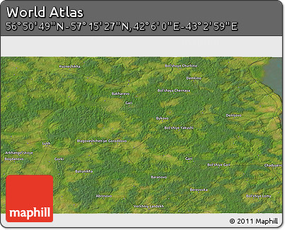 Satellite 3D Map of the Area around 57° 3' 8" N, 42° 34' 30" E