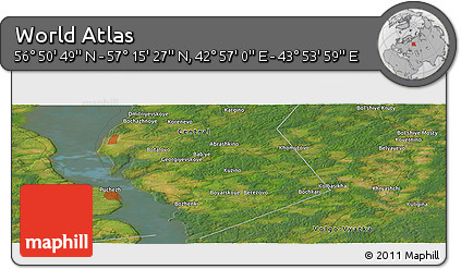 Satellite Panoramic Map of the Area around 57° 3' 8" N, 43° 25' 29" E