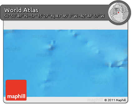 Physical 3D Map of the Area around 57° 3' 8" N, 43° 16' 29" W