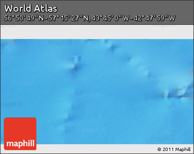 Physical 3D Map of the Area around 57° 3' 8" N, 43° 16' 29" W