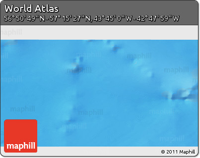 Physical 3D Map of the Area around 57° 3' 8" N, 43° 16' 29" W