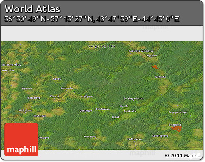 Satellite 3D Map of the Area around 57° 3' 8" N, 44° 16' 29" E