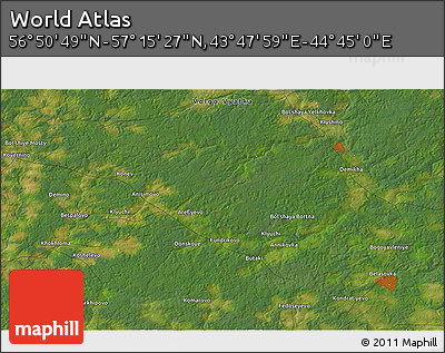 Satellite 3D Map of the Area around 57° 3' 8" N, 44° 16' 29" E