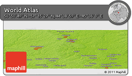 Physical Panoramic Map of the Area around 57° 3' 8" N, 45° 7' 30" E
