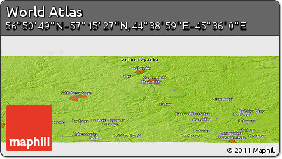 Physical Panoramic Map of the Area around 57° 3' 8" N, 45° 7' 30" E