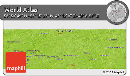 Physical Panoramic Map of the Area around 57° 3' 8" N, 47° 40' 29" E