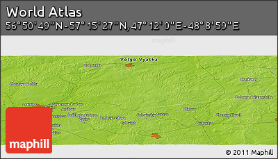 Physical Panoramic Map of the Area around 57° 3' 8" N, 47° 40' 29" E