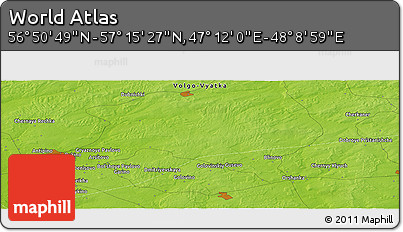 Physical Panoramic Map of the Area around 57° 3' 8" N, 47° 40' 29" E