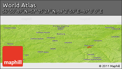 Physical Panoramic Map of the Area around 57° 3' 8" N, 48° 31' 29" E