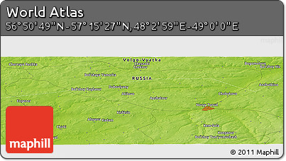 Physical Panoramic Map of the Area around 57° 3' 8" N, 48° 31' 29" E