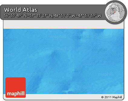 Physical 3D Map of the Area around 57° 3' 8" N, 48° 22' 30" W
