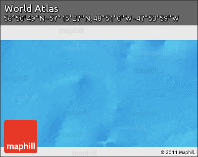 Physical 3D Map of the Area around 57° 3' 8" N, 48° 22' 30" W