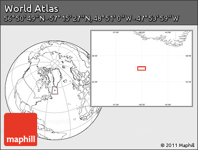 Blank Location Map of the Area around 57° 3' 8" N, 48° 22' 30" W