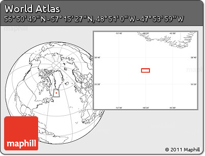Blank Location Map of the Area around 57° 3' 8" N, 48° 22' 30" W