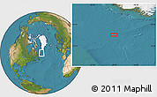 Satellite Location Map of the area around 57° 3' 8" N, 49° 13' 30" W
