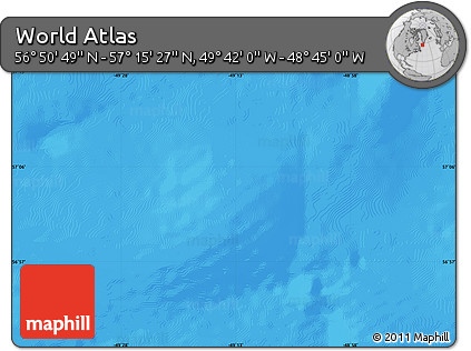 Physical Map of the Area around 57° 3' 8" N, 49° 13' 30" W