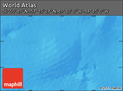 Physical Map of the Area around 57° 3' 8" N, 49° 13' 30" W