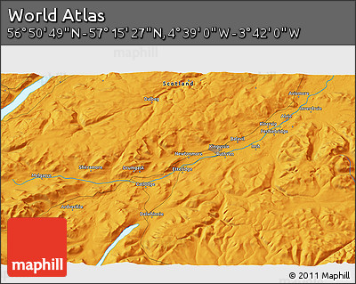 Political 3D Map of the Area around 57° 3' 8" N, 4° 10' 30" W