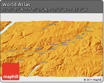 Political 3D Map of the Area around 57° 3' 8" N, 4° 10' 30" W