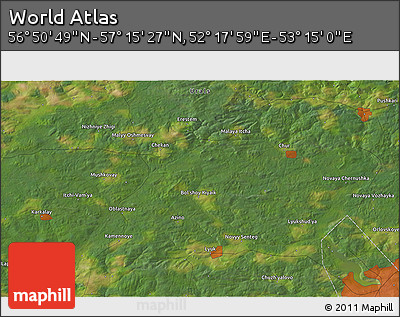 Satellite 3D Map of the Area around 57° 3' 8" N, 52° 46' 29" E