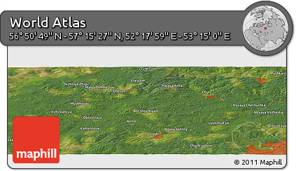 Satellite Panoramic Map of the Area around 57° 3' 8" N, 52° 46' 29" E