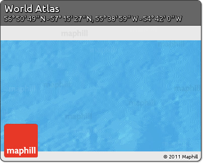 Physical 3D Map of the Area around 57° 3' 8" N, 55° 10' 29" W