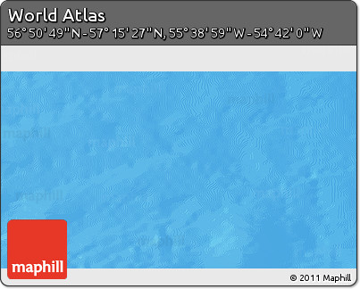 Shaded Relief 3D Map of the Area around 57° 3' 8" N, 55° 10' 29" W