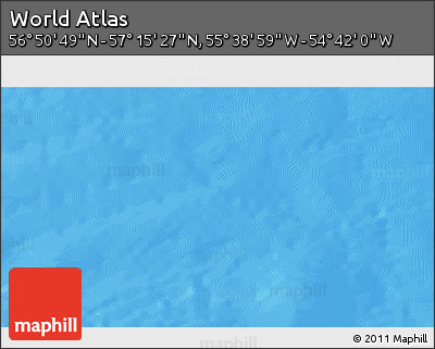 Shaded Relief 3D Map of the Area around 57° 3' 8" N, 55° 10' 29" W