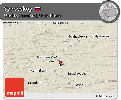 Shaded Relief Panoramic Map of Sypovskoy