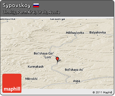 Shaded Relief Panoramic Map of Sypovskoy