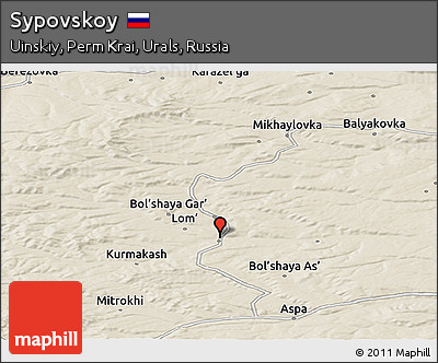 Shaded Relief Panoramic Map of Sypovskoy