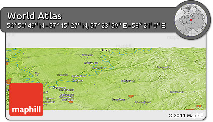 Physical Panoramic Map of the Area around 57° 3' 8" N, 57° 52' 30" E